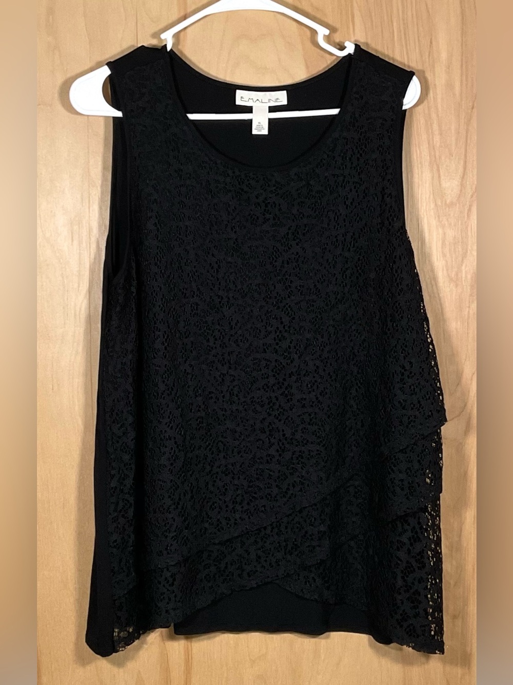Emaline Sleeveless Black Lace front Blouse - EUC
